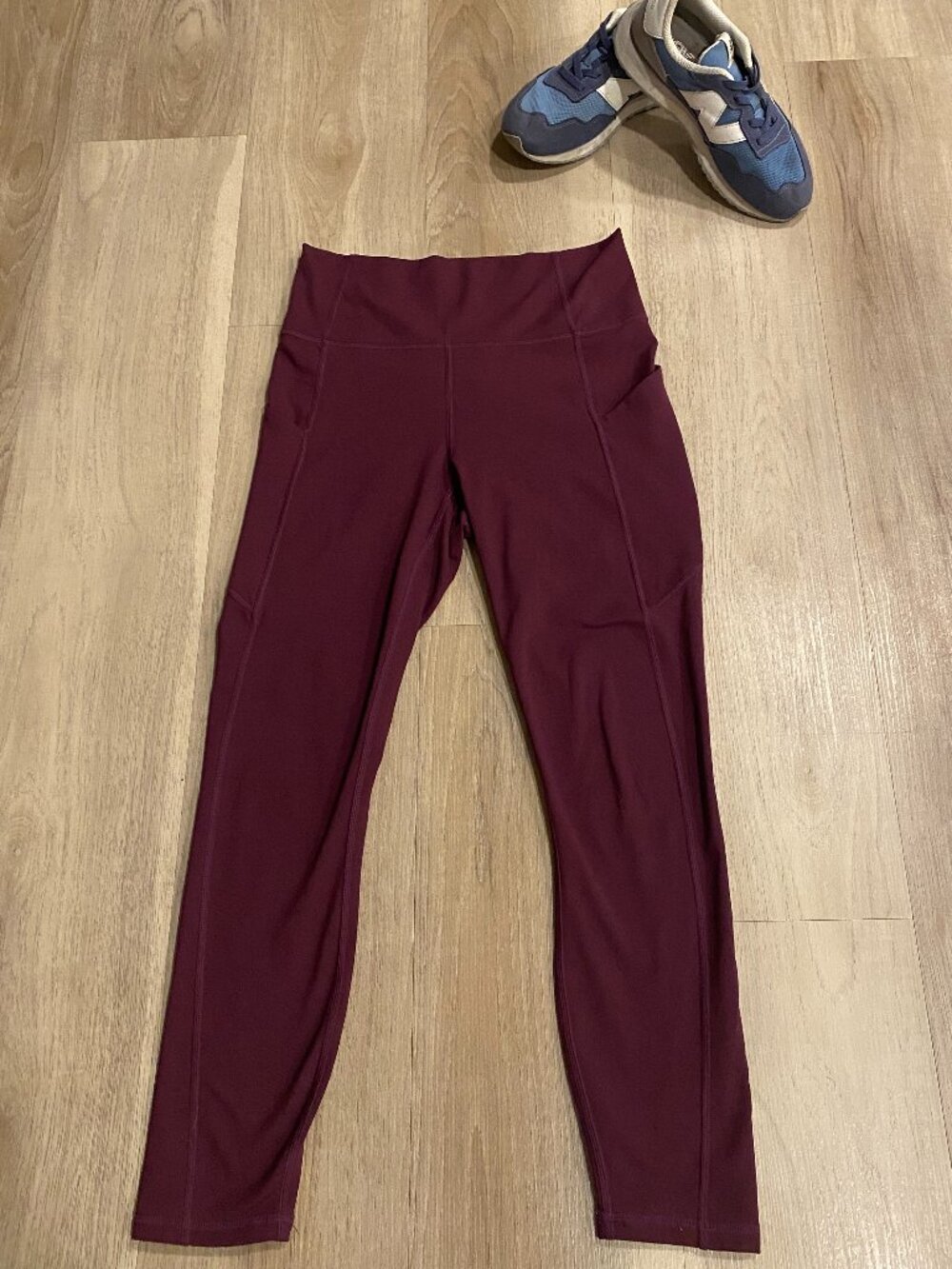 Fabletics PureLuxe Burgundy High Rise 7/8 Leggings Small Side Pocket Yoga